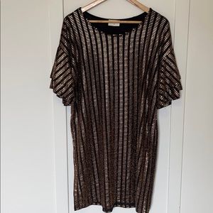 BOHME black gold sequin midi dress bell sleeve